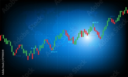 Stock market or forex trading graph in graphic concept suitable for financial investment or Economic trends business,graph candle stick ,Bullish,Bearish point.Abstract background. Vector illustration.