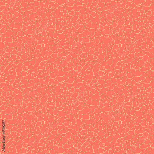 Seamless pattern of stones or smooth pebbles in coral color.Square background,like structure of cells under microscope.Texture,top view.Close-up design template,mockup,banner,commercial,text,website.