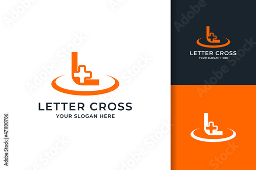cross letter L logo for business medical hospital care wellness