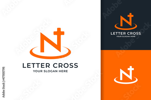 cross letter N logo for business medical hospital care wellness