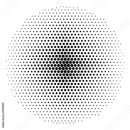 Dot pattern with halftone effect. Comic pop art gradient. Black white radial print. Half tone fade background. Cartoon duotone banner. Monochrome gradation frame. Anime backdrop. Vector illustration