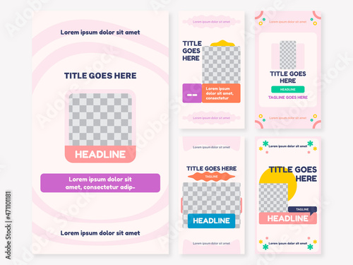 Social media instagram, facebook, pinterest cover template, stories kids & baby, game with cute colorfull design vector template ai & eps