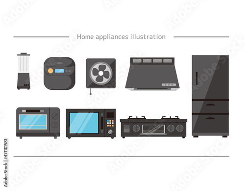 シンプルな家電製品のイラスト   キッチン　冷蔵庫