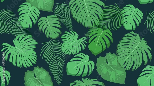 Jungle plants fashion design pattern