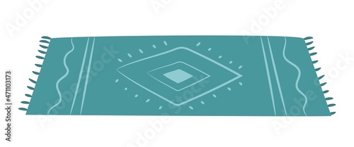 Carpet in boho style isolated on white background. Flat vector illustration