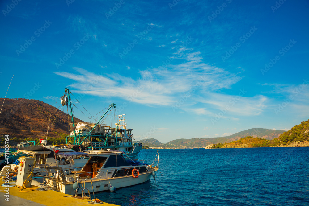 ICMELER, TURKEY: View from Icmeler to the beach in Marmaris. ICMELER, TURKEY: View from Icmeler to the beach in Marmaris.