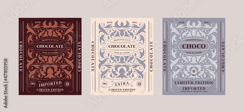 Template set of decorative label for chocolate