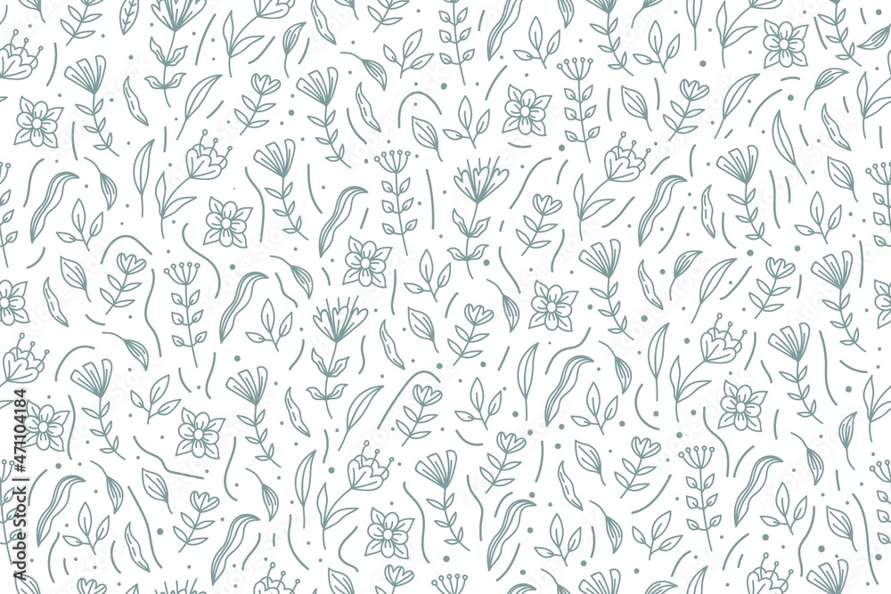 Floral seamless pattern with cute flowers and leaves Floral seamless pattern with cute flowers and leaves