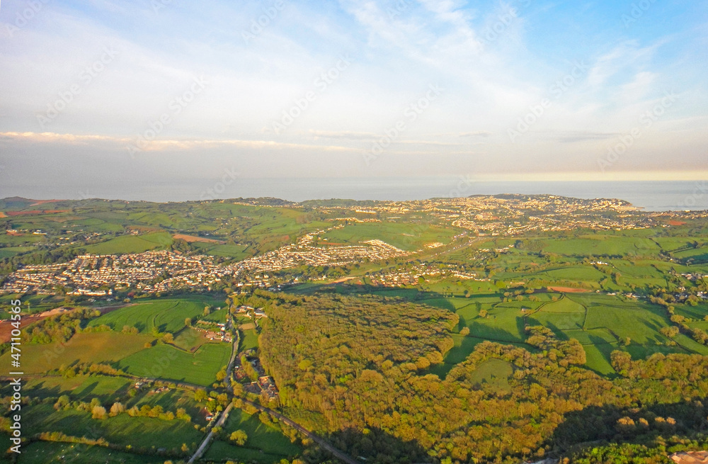	
Aerial view of fields in Devon	