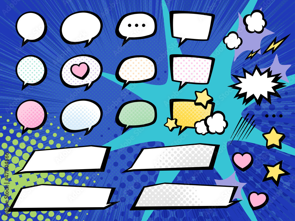 吹き出しのイラスト素材セット アメコミ風 Snsのイメージ 薄い Stock Vector Adobe Stock