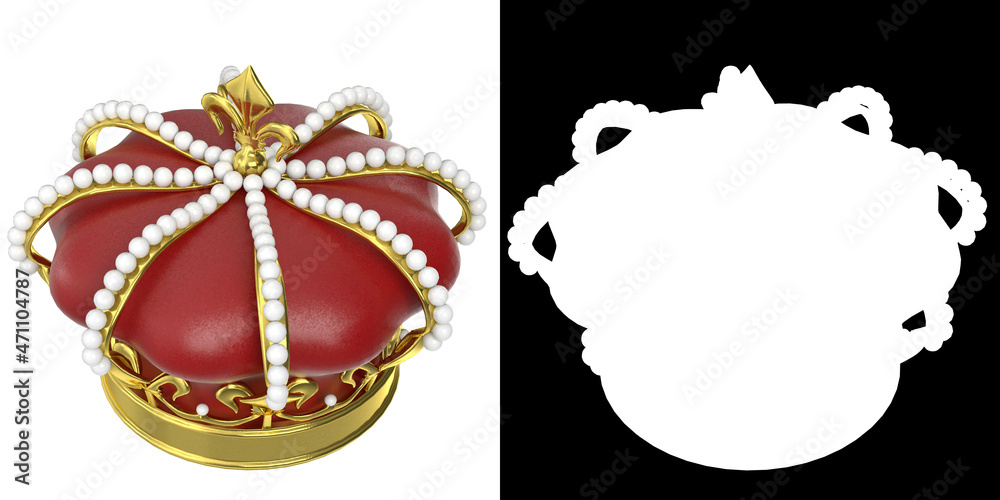 3D rendering illustration of a Royal golden crown 3D rendering illustration of a Royal golden crown