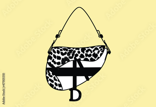 Woman bag icon, black and white fashion bag from famous brands