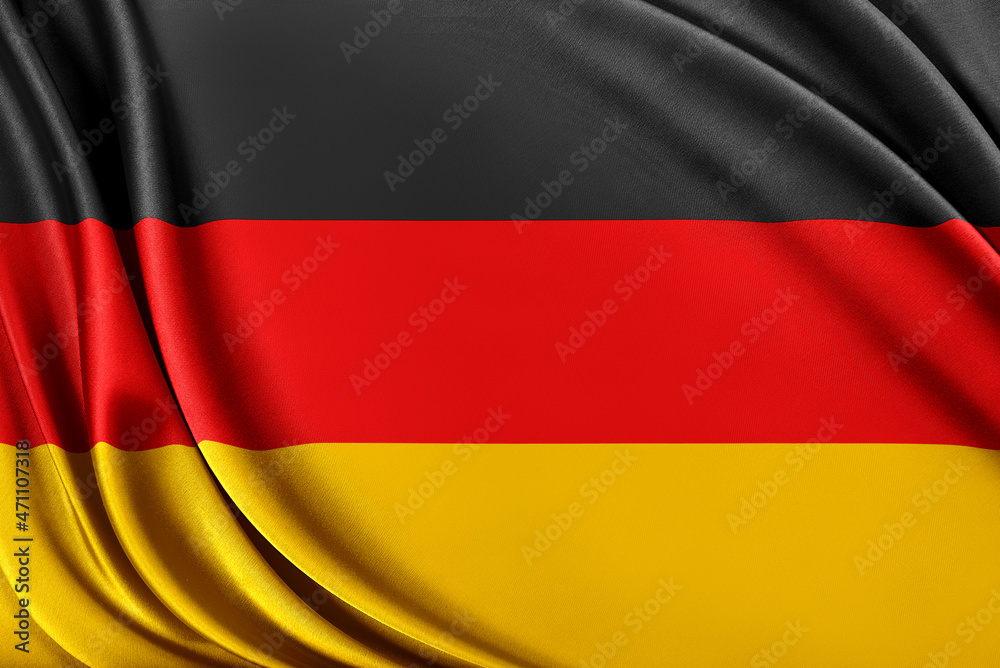 Germany flag. Flag with a beautiful glossy silk texture. 3D Rendering. Germany flag. Flag with a beautiful glossy silk texture. 3D Rendering.