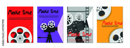 Set of cinema time concept. Cover design, cinema banner
