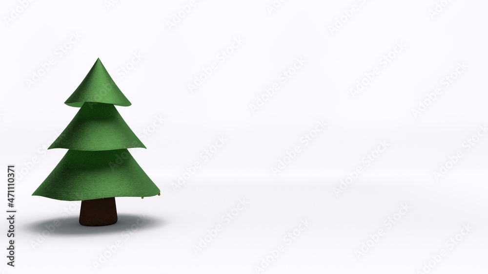 Obraz premium 3d rendering of a Christmas tree isolated on a white background. A tree made of three cones. Abstract composition for Christmas cards.