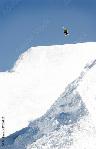 Snowboard and ski on dolomites