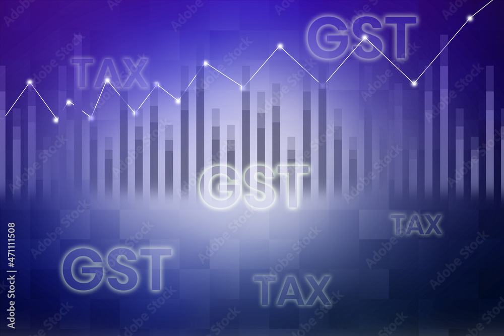 2d rendering GST Tax India with business graph

