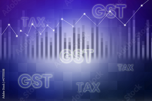 2d rendering GST Tax India with business graph
