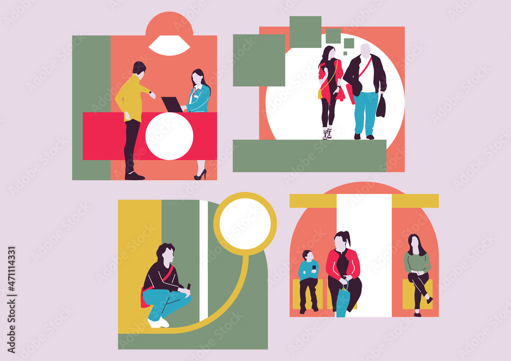 Traveling people. Flat vector.