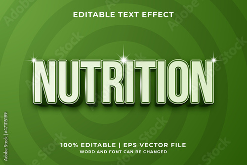 Editable text effect - Nutrition 3d template style premium vector