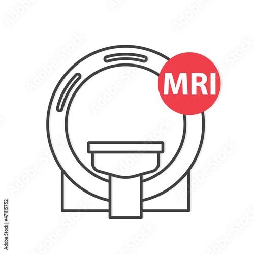 MRI (Magnetic Resonanse Imaging) acronym and resonanse machine icon- vector illustration