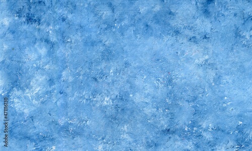 Abstract Light Blue Grunge Background Textured Art Background. Hand drawing in oil, acrylic. Colorful canvas.