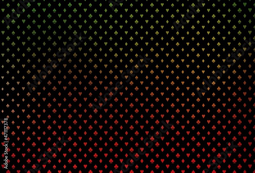 Dark green, red vector pattern with symbol of cards.