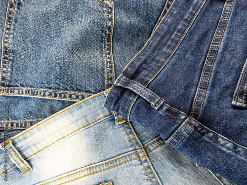 Billede på lærred Fabric background from jeans, textured denim background