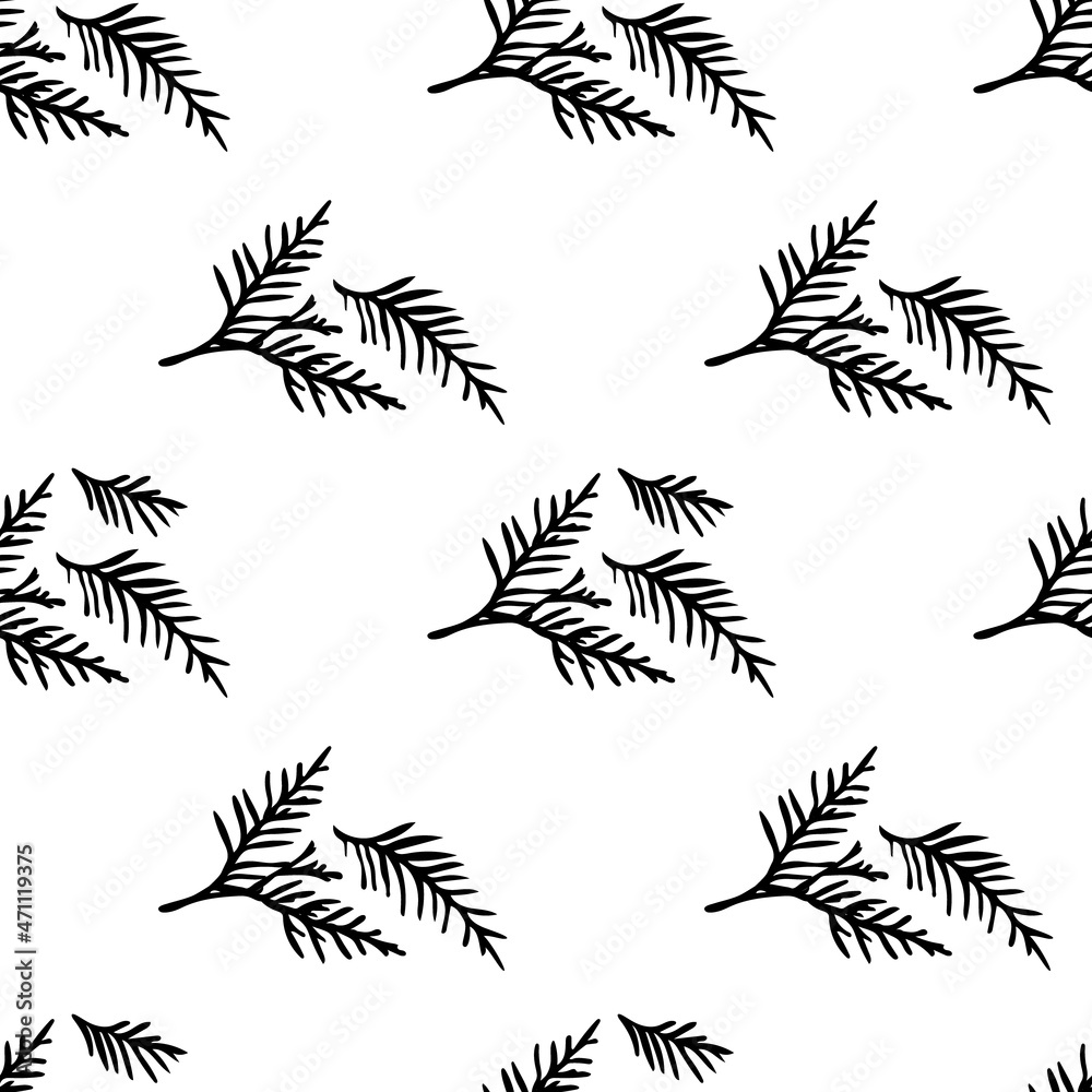 Fototapeta premium Seamless winter vector pattern of fir branches