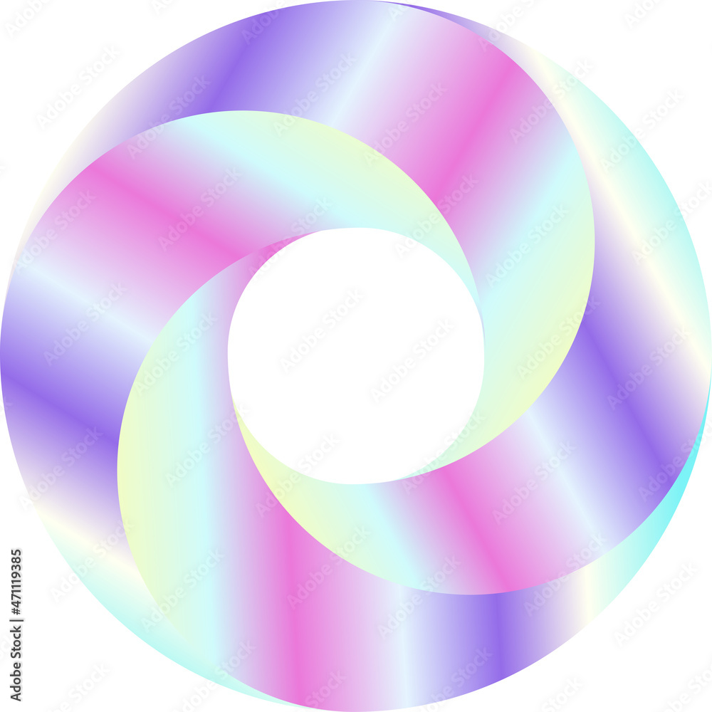 Obraz premium Holographic rainbow spiral vortex flower vector icon