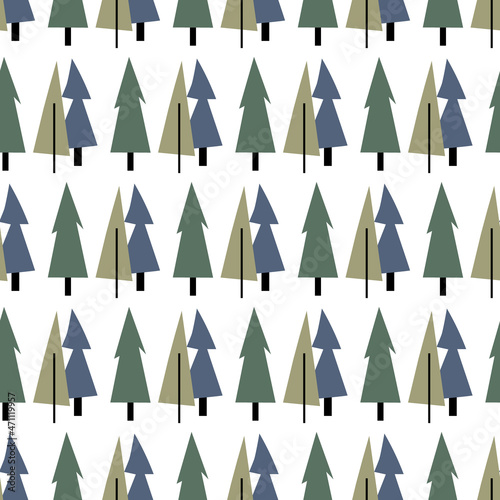 Seamless winter vector pattern christmas trees