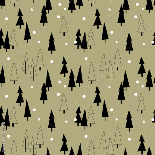 Seamless winter vector pattern christmas trees