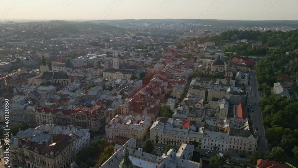 aerial view of Lviv city at summer time aerial view of Lviv city at summer time
