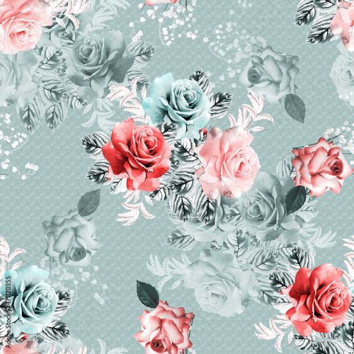 Fototapeta Naklejka Na Ścianę i Meble -  digital print flower floral seamless design
