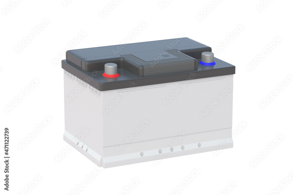 Auto battery isolated on white background. 3d render Auto battery isolated on white background. 3d render