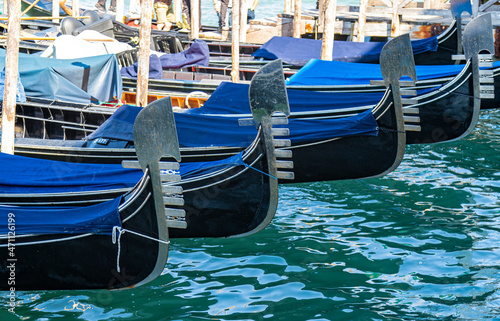Gondolas in a harbour, Venice