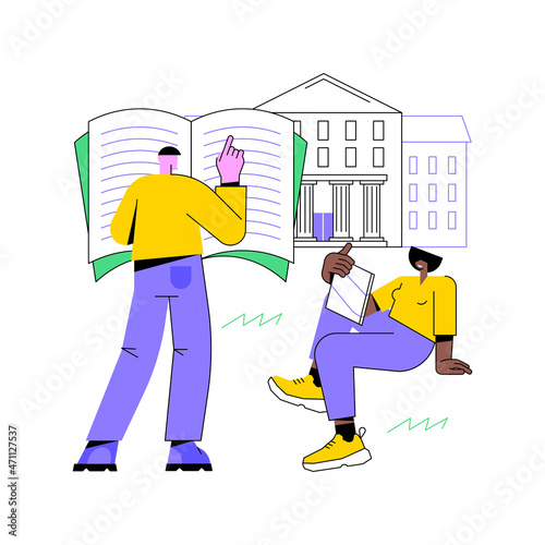 Sociocultural facilities abstract concept vector illustration. Cultural infrastructure, social facilities, public building, high school, public library, kids playground, hospital abstract metaphor.