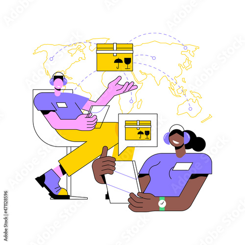 Logistics hub abstract concept vector illustration. Global logistics center, commercial warehouse, distribution hub, supply chain management, transportation cost optimization abstract metaphor.