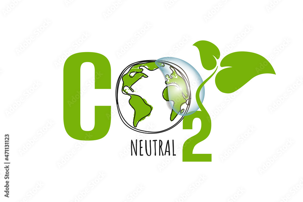 Carbon neutral green logo, sign, icon,stamp, eco sticker. Plant with CO2 word and 3d water drop isolated on white background. Vector illustration Carbon neutral green logo, sign, icon,stamp, eco sticker. Plant with CO2 word and 3d water drop isolated on white background. Vector illustration