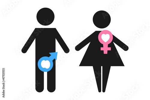 Man and Woman gender icon, logo, symbol, sign isolated on white background. Vector illustration