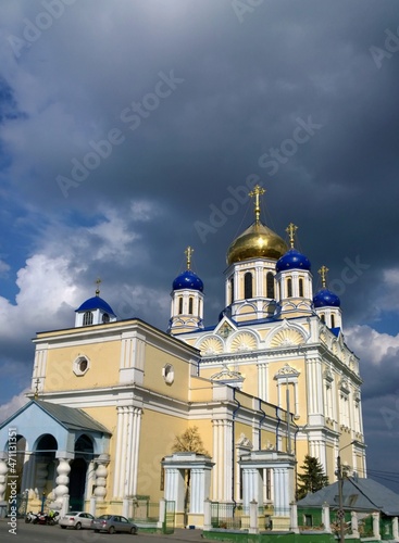 Ancient historical building of orthodox church cathedral in Russia  Ukraine  Belorus  Slavic people faith and beleifs in Christianity Elets