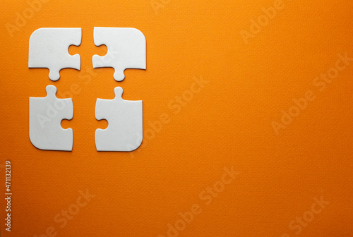 puzzle pieces represent incompatibility in a team. concept of co-workers who don't fit together. copy space, text space