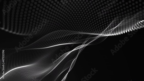 Greyscale Elegance: Abstract Dots Wave - Seamless loop 3D Motion Graphics