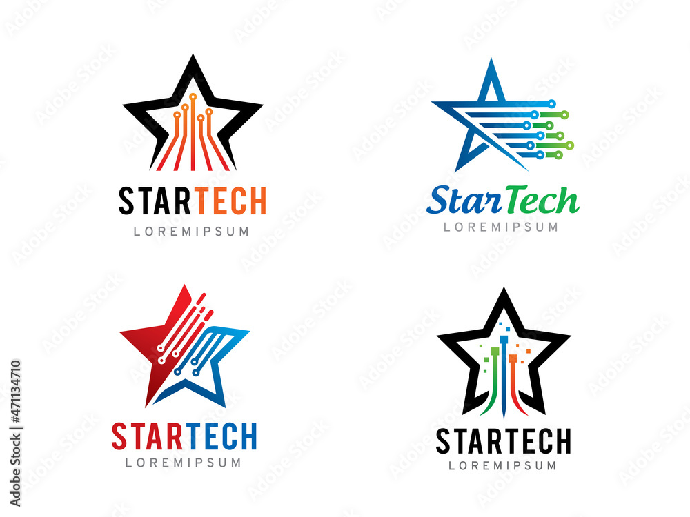 star technology logo symbol or icon template
