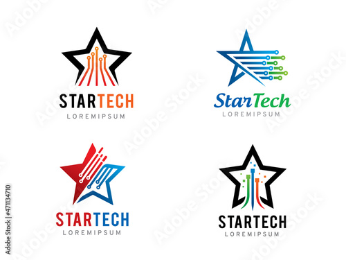 star technology logo symbol or icon template