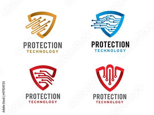 shield technology logo symbol or icon template