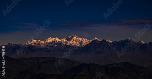 Kanchenjunga. sunrise in the mountains