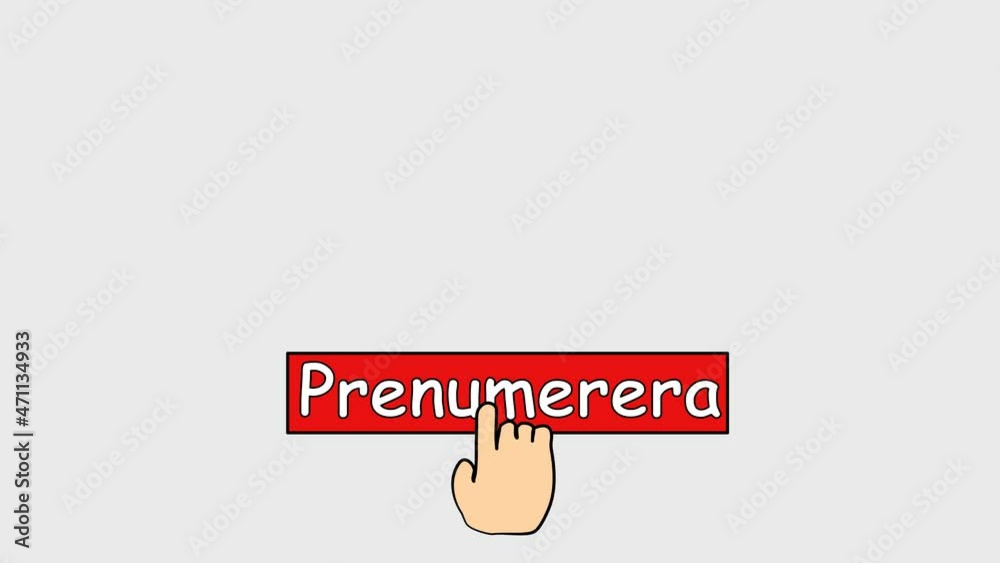 Prenumerera. Subscribe in swedish. Phrase on transparent background video 4k for Youtube. Red logo, text and hand. Isolated word, lettering modern