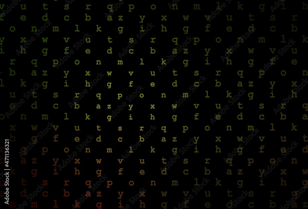 Dark green, yellow vector cover with english symbols. Dark green, yellow vector cover with english symbols.