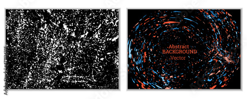 Multicolored paint splashes, smears, dust particles and debris are carried by the wind. A set of two templates. Design template for the design of banners, posters, booklets, covers, magazines. EPS 10